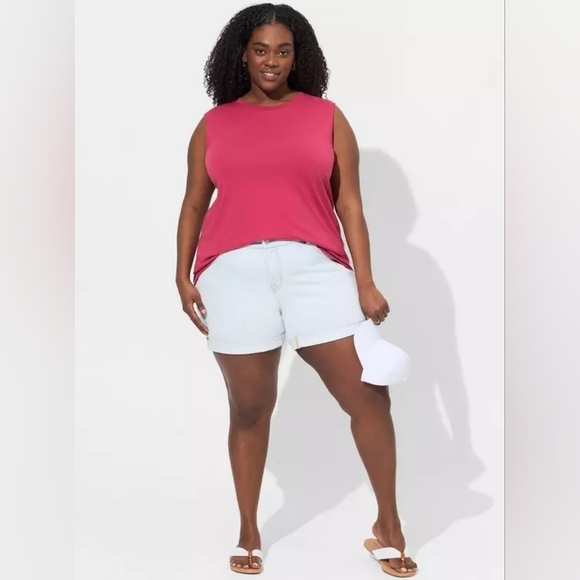 torrid Tops - Torah Vintage Cotton Jersey High Neck Tank Red Bud Rose Pink 2x NEW